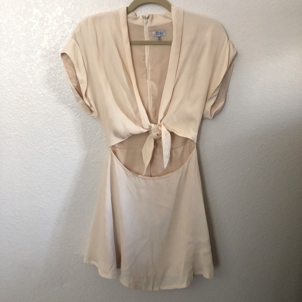 Cream Knotted Skater Dress